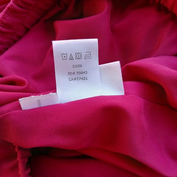 Loft Magenta Pink Pleated Skater Skirt S lined chiffon elastic pull on - Picture 5 of 12